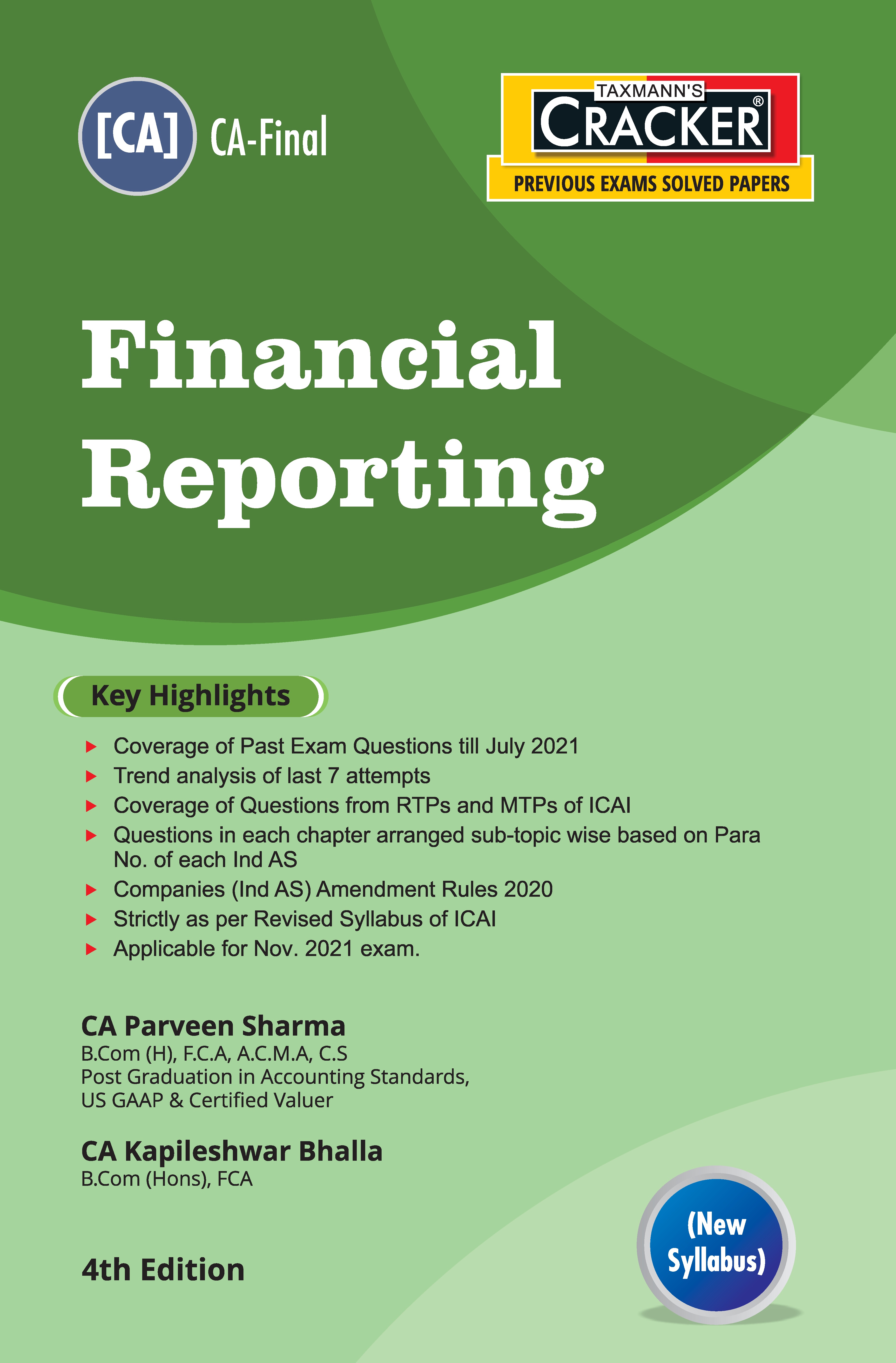 Cracker For Financial Reporting By Parveen Sharma Kapileshwar Bhalla For Ca Final New Syllabus Taxmann Book Cracker For Financial Reporting By Parveen Sharma Kapileshwar Bhalla For Ca Final New Syllabus Taxmann Book